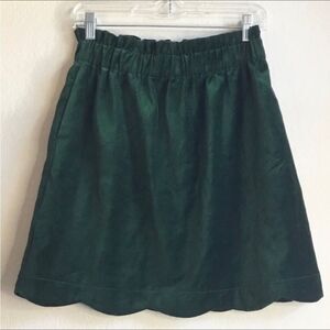 Green velvet vintage Lauren James scalloped hem paper bag waist skirt fairycore
